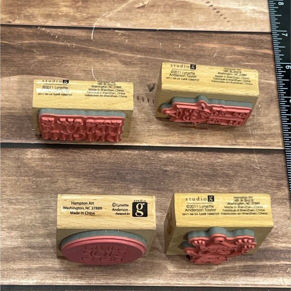 STUDIO G LOT OF 4 CHRISTMAS THEMED RUBBER STAMPS BY LYNETTE A TAYLOR OWL SANTA - Picture 4 of 6